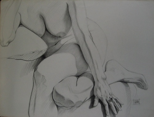 crossed legged
charcoal